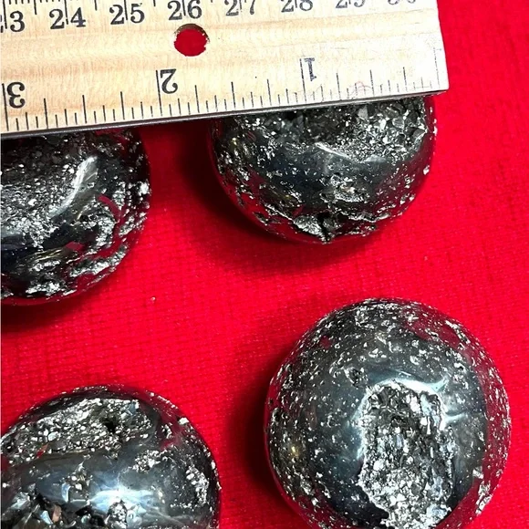 Shiny Metallic Decorative Pyrite Spheres Semiprecious Stones from Peru